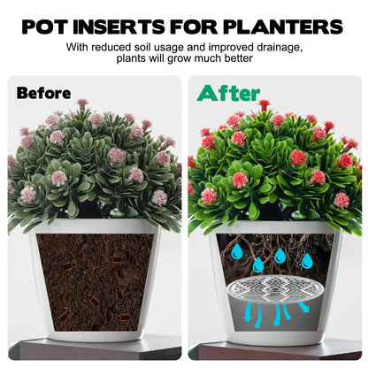 6 Pack Round Planter Insert, 9.4/11/12.5-Inch Planter Inserts with Drainage Holes Stainless Steel Plant Risers for Inside Pots for Tall or Short Planters Use Less Potting Soil Indoor & Outdoor