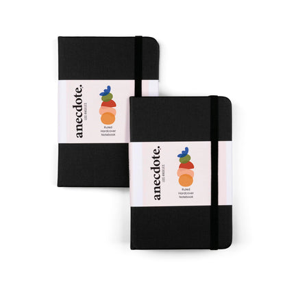 ANECDOTE. Small Journal Notebook for Men & Women, 192 Pages | Thick 80 GSM Lined Paper| Hardcover (5.5"x3.5" Pocket Size) | Daily Journaling Diary for Work, Travel, School & Office Use (Black)