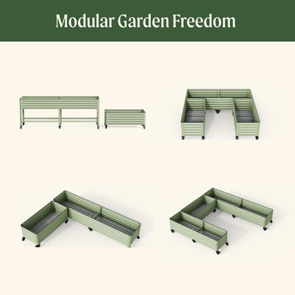 Vego garden Classic Rolling Citrus Tree Planter – 1.75' Mobile Metal Raised Garden Bed for Patio, Deck, Balcony – Deep Planting Space, Durable & Easy to Move (Modern Gray, 1.75'X1.75')