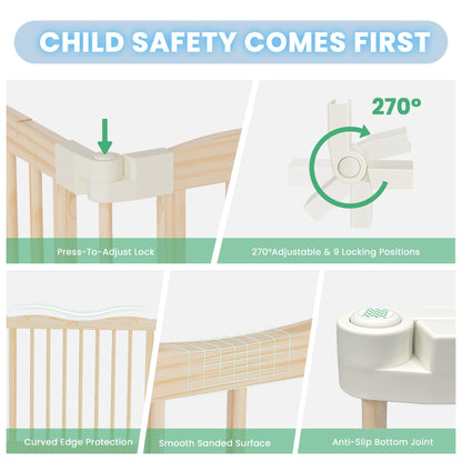 7-in-1 Foldable Wooden Toddler Climbing Toys, Foldable Wooden Playpen - Adjustable Wood Baby Play Yard