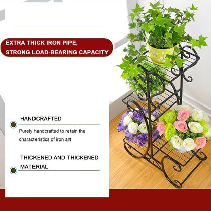 YEDECOR Plant Stand, Heavy Duty Metal Planter Holder Indoor Outdoor, 4 Tier Flower Pot Display Rack, Corner Plant Shelf for Garden Patio Living Room Flower Stand,Black