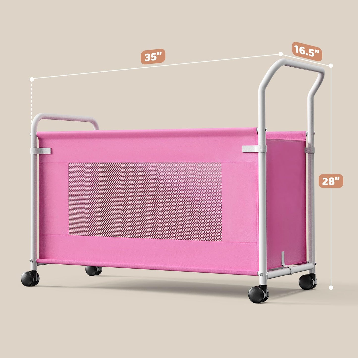 KEEGH Extra Large Toy Box for Kids with 360° Rotating Wheels, Heavy Duty Toy Chest for Boys and Girls, Toy Storage Organizer for Kids, Toy Bins for Living Room, Nursery, Bedroom (Pink)