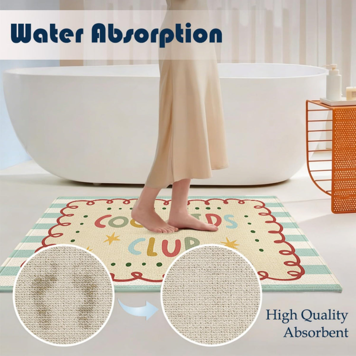 Chicimln Boho Welcome Door Mat for Kids Room Nursery Playroom, Cool Kids Club Non-Slip Linen Doormat Outdoor Indoor Entrance, Boho Striped Small Rugs for Entryway Front Door Porch, 17x30 Inch