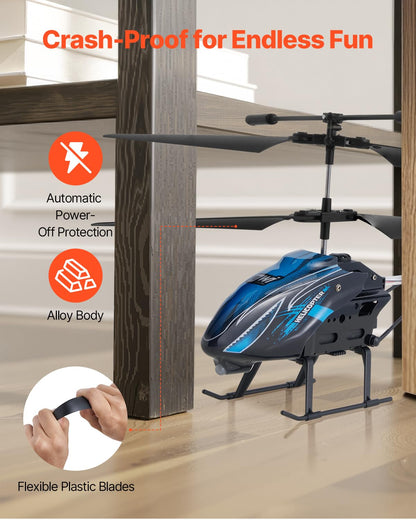 VEVOR RC Helicopter, 2.4GHz Flying Remote Control Helicopter, 3.5 Channel RC Airplane for Kid, 16 Mins Flight Time, Altitude Hold, One-Key Takeoff/Landing & LED Lights, Toys for Kids Ages 8 and up