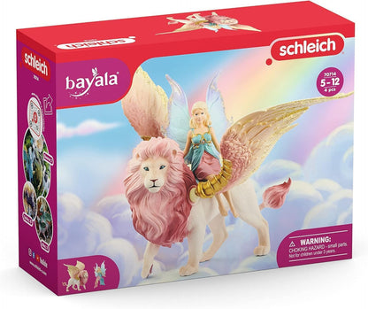 Schleich Bayala - Winged Fairy and Flying Lion Toy Set for Girls and Boys - Moveable Pink Lion and Cute Magnetic Blue Fairy Action Figure - Magical Animal Figurine Playset for Kids Ages 5+ | 70714