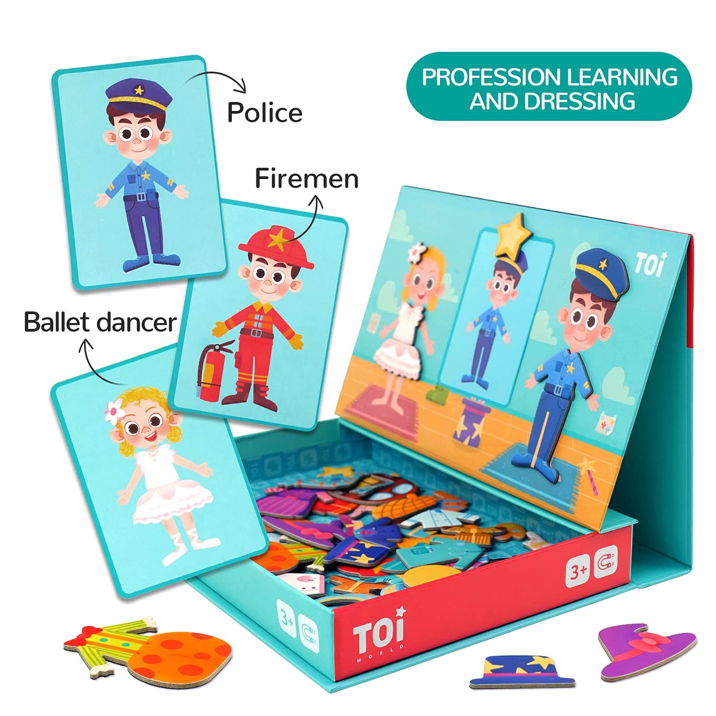 Toi Kids Magnet Toys Magnetic Jigsaw Puzzle Boxes with Game Board for Kids Ages 3-8, Preschool Tabletop Toy for Toddlers, Portable Travel Game, Dressing