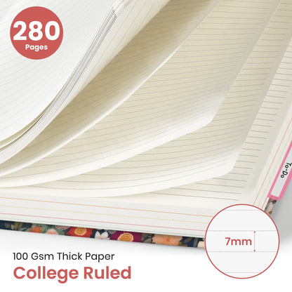 Large Spiral Notebook with Dividers & Tabs, 8.5" x 11" Hardcover 5 Subject Notebook for Work, 280 pages, College Ruled, Cute Journal for Women, Perfect for Study & Office Note Taking, Garden