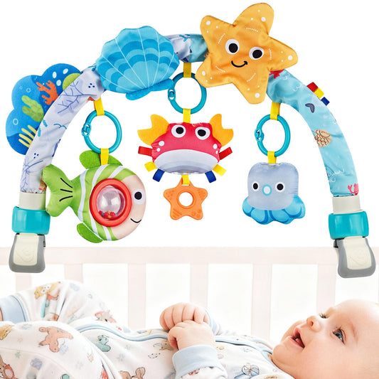 ZFSZSY Baby Mobile for Crib, Stroller Crib Mobiles, Car Seat Arch Arm Toys Hanging Bar Attachments for Infants 0-6 6-12 Months, Bassinets Nursery Portable Mobile Pack and Play Boys Girls Clip On