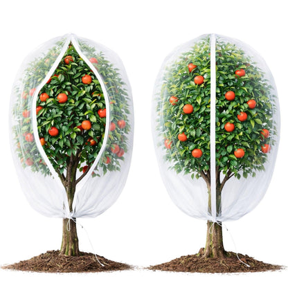 Homoda Fruit Tree Netting Cover with Zipper & Drawstring, 2 Packs 6ft x 6ft Insect Bird Barrier Netting for Garden Protection, Ultra Fine Mesh Garden Netting