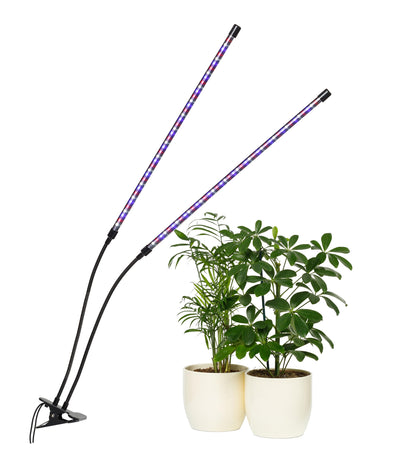 CARPATHEN Dual-Strip LED Grow Light with Flexible Gooseneck, 20” Full Spectrum, Adjustable Brightness & Timer, Targeted Lighting for Seedlings & Indoor Plants