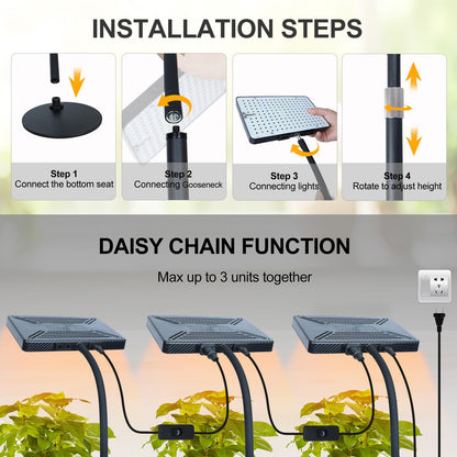 FECiDA Desk Grow Lights for Indoor Plants, Bonsai, Seed Starting, Table Top Grow Light UV-IR Full Spectrum, 25 Watt Power Draw, Bright Enough LED Growing Lamp, 16"-24" Height Adjustable