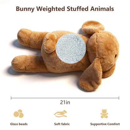 Fuzcomddle Weighted Stuffed Animals for Adults and Kids– 4.2 Lbs Bunny Weighted Stuffed Animal 21", Rabbit Plush Pillow, Birthday Christmas Holiday Easter Gifts for Women Adults & Kids