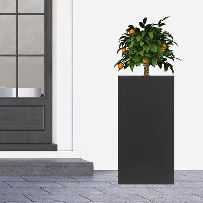 DYRABREST Large Metal Planter Box, Heavy Duty Tall Outdoor Garden Planters Patio Deck Yard, Modern Rectangular Flower Pot for Plants Vegetables (Black)