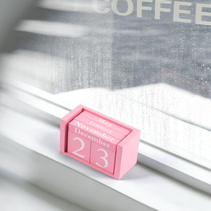 Notakia Pink Decor Wooden Desk Blocks Calendar Perpetual Block Cute Office Pink Desk Accessories Preppy Room Decor for Women