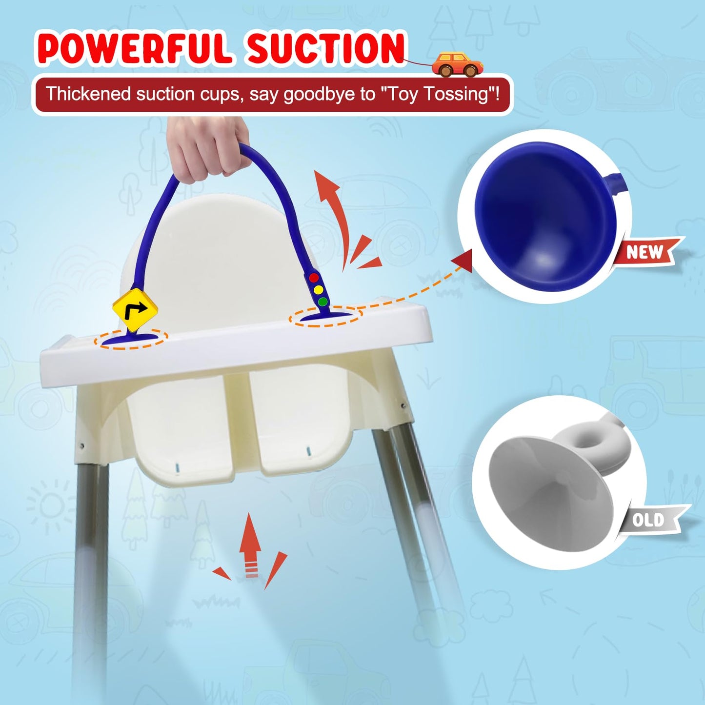 zeeloopbee High Chair Suction Toys for Babies 6-12 Months, Suction Cup Toy for Toddlers 1-3, Baby Sensory Montessori Chew Toy for Babies 0-6 Month, Silicone Baby Teething Toys for 12-18 Months