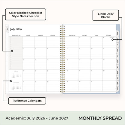 Blue Sky The Everygirl 2026-2027 Weekly and Monthly Academic Year Planner Calendar, July 2026 - June 2027, 8.5" x 11", Flexible Cover, Wirebound, Laminated Tabs, Storage Pocket, Includes Stickers, Stratford Coastal