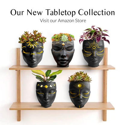 Bossa Linda Wall Planter | Unique Face Planters Pots - Plant Gifts for Indoor Plant Lovers Gift Ideas - Succulent Plant Gift - Tranquilo Black