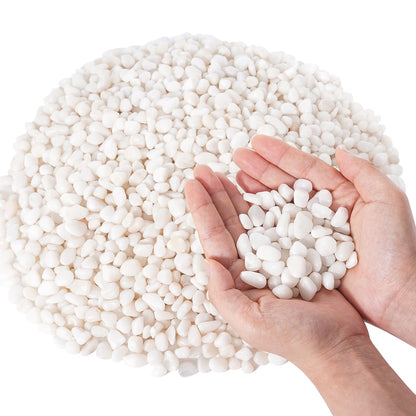 GreatBuddy 10-lb Decorative Rocks for Indoor Plants, 3/8" White Pebbles, Small Rocks for Potted Plants, Succulent, Vases, Aquariums, Fish Tanks, Garden Landscaping, Natural Polished