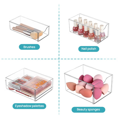Vtopmart Acrylic Organizer with 8 Drawers, Desk Organizers and Accessories, Clear Makeup Organization, Dustproof Storage Drawers for Office Art Craft Supplies