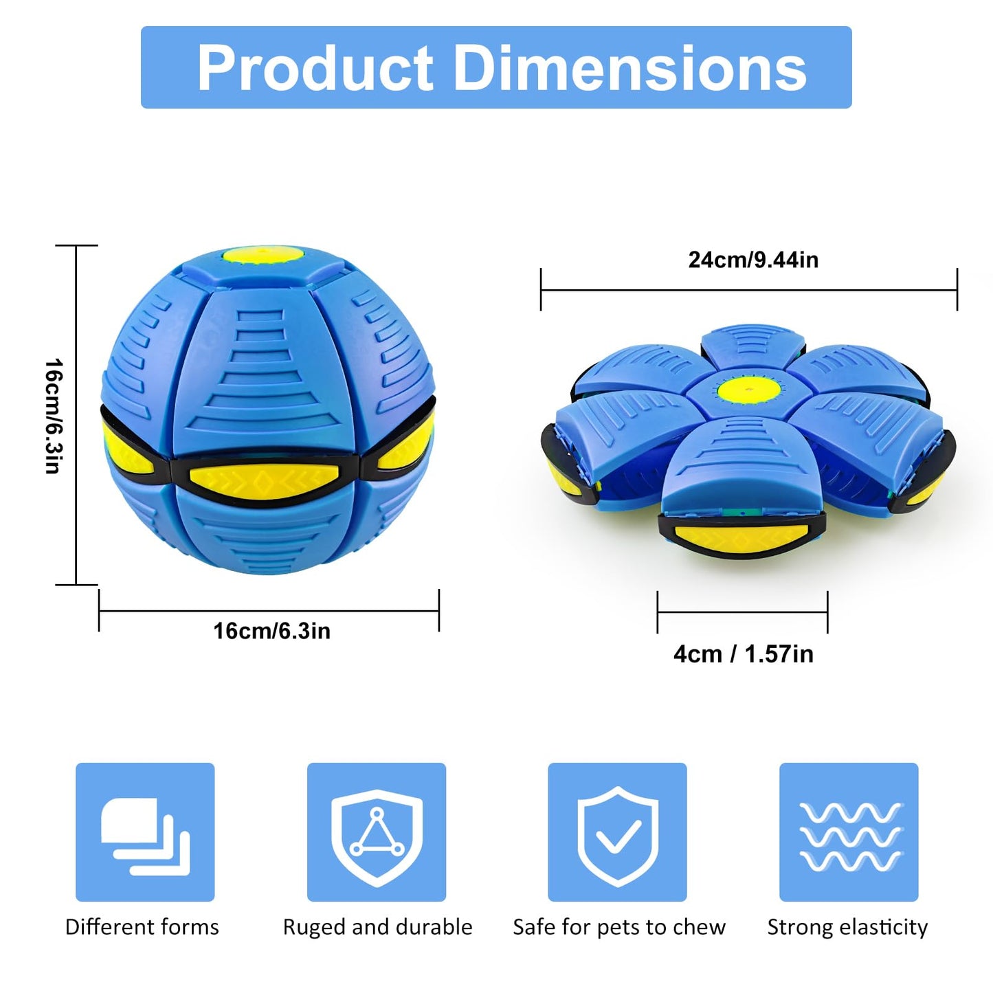 BHPWZB Magic Bouncing Ball Pop Up Balls – Light Up Magic Meta Ball Toy with 6 Light – Dual-Form Bouncy Balls Indoor Outdoor Play – Transforming Toy for Parent-Child Interaction (Blue)