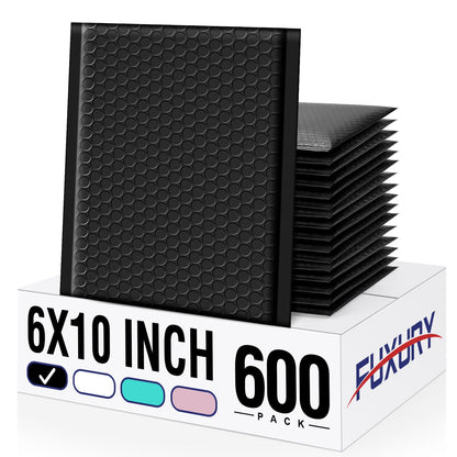 Fuxury Bubble Mailers 6x10“ 600 Pack Black Padded Envelopes Usable Size 6x9" Thick Mailing Envelopes Bubble Padded, Shipping Bags for Mailing,Packaging, Small Business, Boutique, Bulk #0