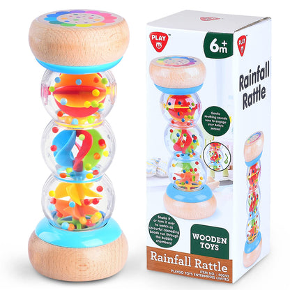 Rainmaker - Montessori Baby Toys for 6-12 Months 1 Year Old, Newborn Baby Rattle Shaker Sensory Toy, 7 inch Wooden Rain Stick Baby Musical Toys for 6 7 8 9 10 Month Infant Toddlers Gift