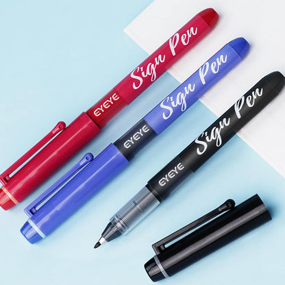 EYEYE Sign Pens 9 Pack (Black Blue Red)- 1.0mm Nib Tip - 0.6mm Line, Liquid Ink Sign Pen Smooth Writing - Fineliner Marker Pens Quick Drying