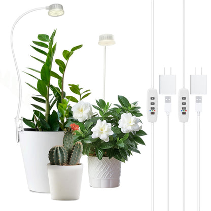 YKoliron Grow Lights for Indoor Plants, Clip on Full Spectrum Plant Light, Plant Grow Lights Indoor with Adjustable Gooseneck and 10-Level Dimming, 3/9/12H Timer for Office Home (2 Packs)