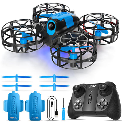 4DRC V18 Mini Drone for Kids Beginners, RC Quadcopter with 2 Control Modes, Headless Mode, Altitude Hold, Auto Hover, 3 Speeds, 3D Flips, LED Lights, 2 Batteries, Gift Toy for Boys