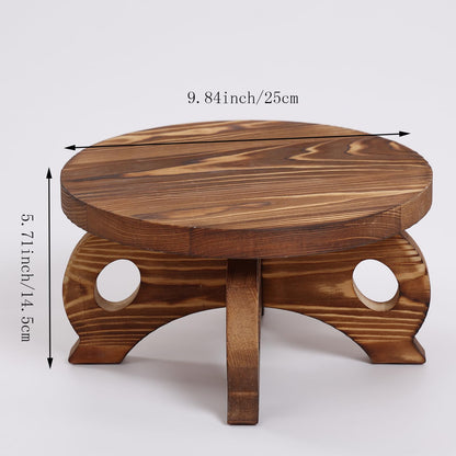 VZODESR Decorative Corner Planter Wooden Plant Stands Indoor Plant Holder Riser Round Display Stands Farmhouse Display Stool Flower Holder Pedestal Board Pine
