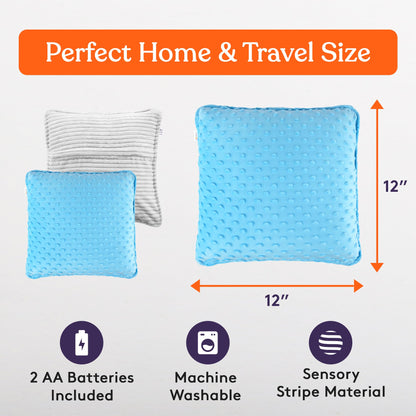 Special Supplies Vibrating Pillow Sensory Pressure Activated for Kids and Adults, 12” Plush Minky Soft Cover, Textured Therapy Stimulation Bumps-Vibrations, Music & Voice Recording (Blue)