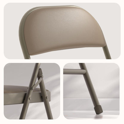Nazhura 4 Pack Folding Chairs with Padded Vinyl Cushion Chairs with Comfortable Cushion and Durable Steel Frame for Home and Office, for Indoor and Outdoor Events (Kahki Vinyl Padding 4 Pack)