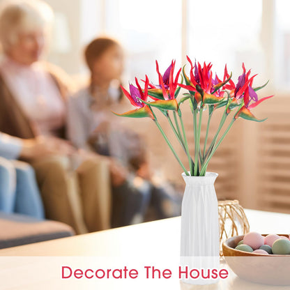 Hanaive 12 Pcs Bird of Paradise Artificial Plant 24 Inches Hawaiian Tropical Flowers Fake Rubber Strelitzia Faux Flowers Bouquet for Home Garden Office Wedding Indoor Outside Party Decor DIY (Pink)