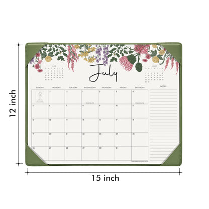 Cabbrix Desk Calendar 2026 with Desktop Mat, Desk Pad Calendar 15"x 12" From July 2026 to December 2027, Desk Calendar for Home Office and School, Easy Planning, Green