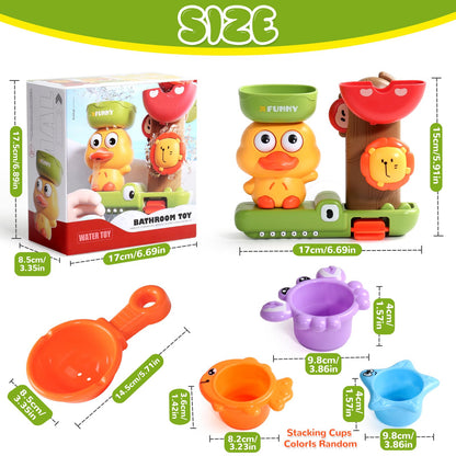 Baby Bath Toys for Kids Ages 1-3 Interactive Toddler Bath Toys Duck Sensory Bathtub Water Shower Toys with 3 Stacking Cups for 12+ Months Boys Girls Birthday Gifts
