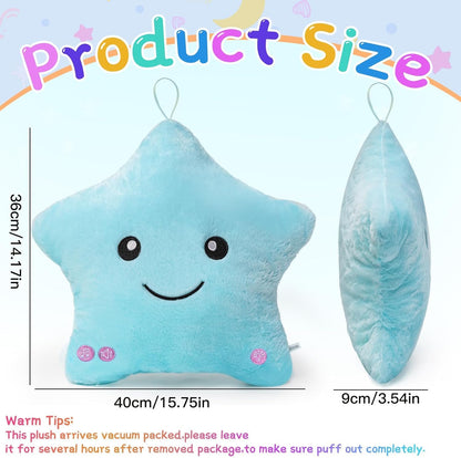 Subao Sensory Toys for Kids with Autism,14" Soft Toddler Pillow With Light &Music,Plush Star Night Light,Light Up Adhd Autism Sensory Products,Birthday Xmas Easter Gifts for Boys 3 4 5 6 7 8 9 10 Blue