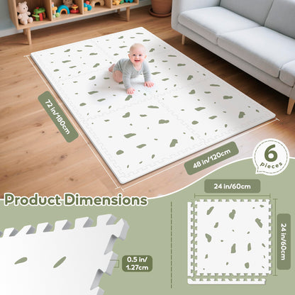 PIGLOG Baby Play Mat - 6Pcs Interlocking Foam Tiles,72"x 48" Baby Crawling Mat for Tummy Time, Non-Slip Foam Puzzle Floor Play Mat for Kids and Babies, Safe & Non-Toxic Playmat for Babies 6-12 Months