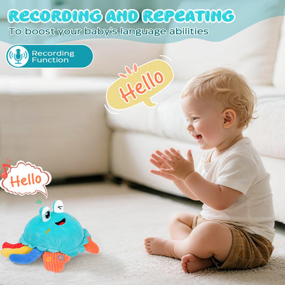 Kleikyerel Baby Toys 1 Year Old 6-12 Months, Crawling Crab Baby Plush Toy, Musical Tummy Time Toys, Dancing Moving Bouncing Recording Sensory Toys for 1 2 3 Year Old Boy Girl Gifts