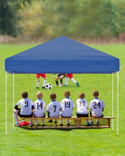 GarveeLife 10x10 Pop Up Canopy Tent, Easy Up Canopy with 3 Adjustable Height, Outdoor Sun Shade with 4 Sandbags & Carrying Bag for Camping, Parties,Outdoor Events-Blue