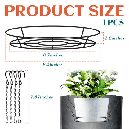 Adjustable Planter Inserts for Large Pots, 12-18" Plant Risers for Inside Pots, Black Stainless Steel Planter Insert with 4Hooks, Chain Pot Fillers for Tall Round Planters to Reduce Soil (1, black)