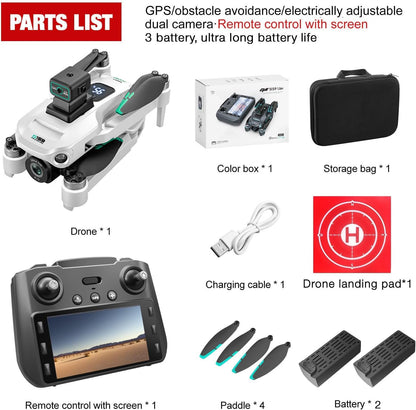 Drone with Camera 4k, GPS HD Drones for Adults, Remote Controller with Screen, Obstacle Avoidance, Brushless Motor FPV, 5G Transmission, 2 Battery, Professional