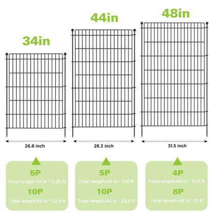 8 Panels No Dig Garden Fence with Gate, 48in(H) × 21ft(L) Decorative Metal Outdoor Dog Fence, Rustproof Pet Fencing for Yard, Patio, Flower Bed -Temporary Fencing| Easy to Install