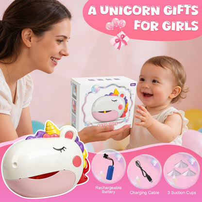 Baby Bath Toys, Unicorn Rechargeable Bath Bubble Machine, Automatic Bubble Maker with 12 Music, Bathtub Shower Water Toys, Toddlers Gifts for Girls Bathroom Toys Kids Ages 1-3 4-8