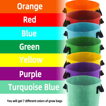 Biotolot 10-Gallon Fabric Grow Bags (7 Pack of Mix Colors) with Handles for Potato Tomato Flower and Vegetables