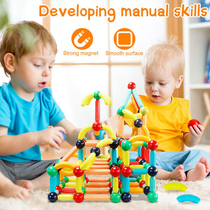 STEMTiles 64PCS Magnetic Building Blocks, Montessori Magnet Toys for Kids Toddlers, STEM Learning Toys for Boys and Girls, Creativity Kids Game