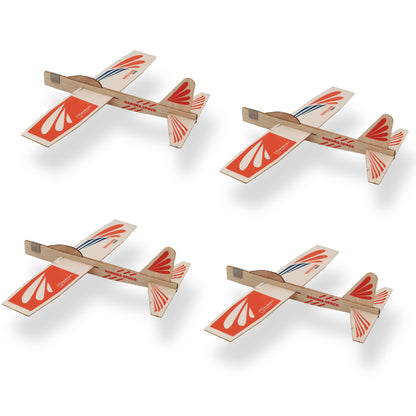 Barsha Space 4-Pack Balsa Wood Airplane Glider Kits for Kids - Model Toy Airplane Set | Perfect for Outdoor Flying in Yards, Parks & Open Spaces