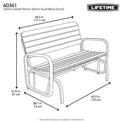 Lifetime 60361 Outdoor Swing Glider Bench, Storm Dust