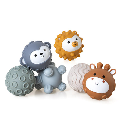 TMYIDO Baby Soft Textured Multi Soft Ball Gift Sets,Sensory Balls for Toddlers 06-18 Months,Cute Animal Shapes Sensory Ball for Babies,Montessori Toys for Babies 6-18 Months 6 Pack(Standard Edition)