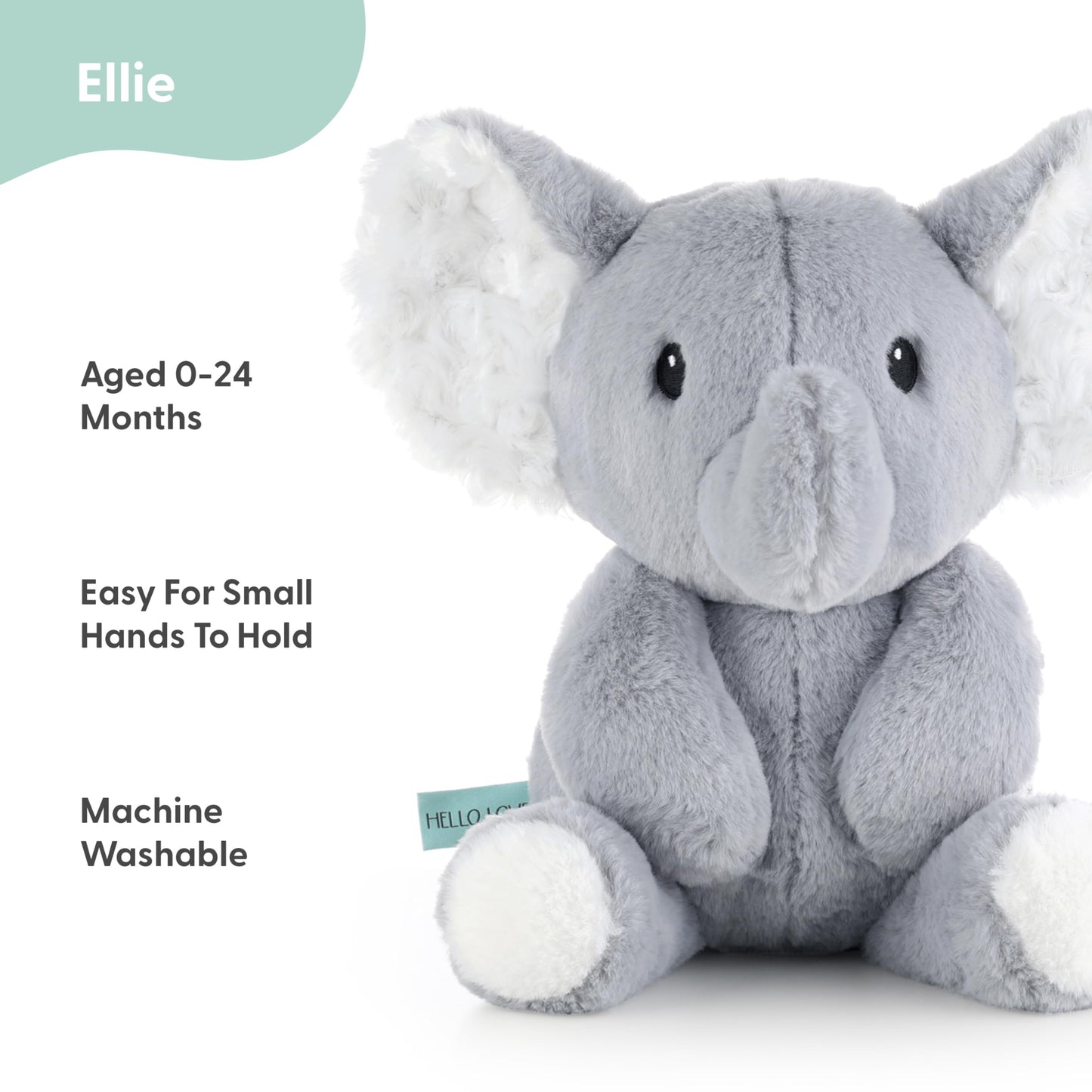 The Peanutshell Plush Elephant Stuffed Animal - 10 inch - Baby Safe - Machine Washable - Soft Elephant Baby Toys, Newborn Infant Toddler, Plushies for Boys Girls, Stuffies, Jungle Safari Nursery