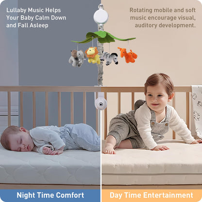 NICEMER Baby Crib Mobile - Jungle Animal Mobile for Crib Nursery Musical Mobile Gender Neutral for Boys and Girls with 12 Lullabies Ceiling Mobile Presents for Newborn